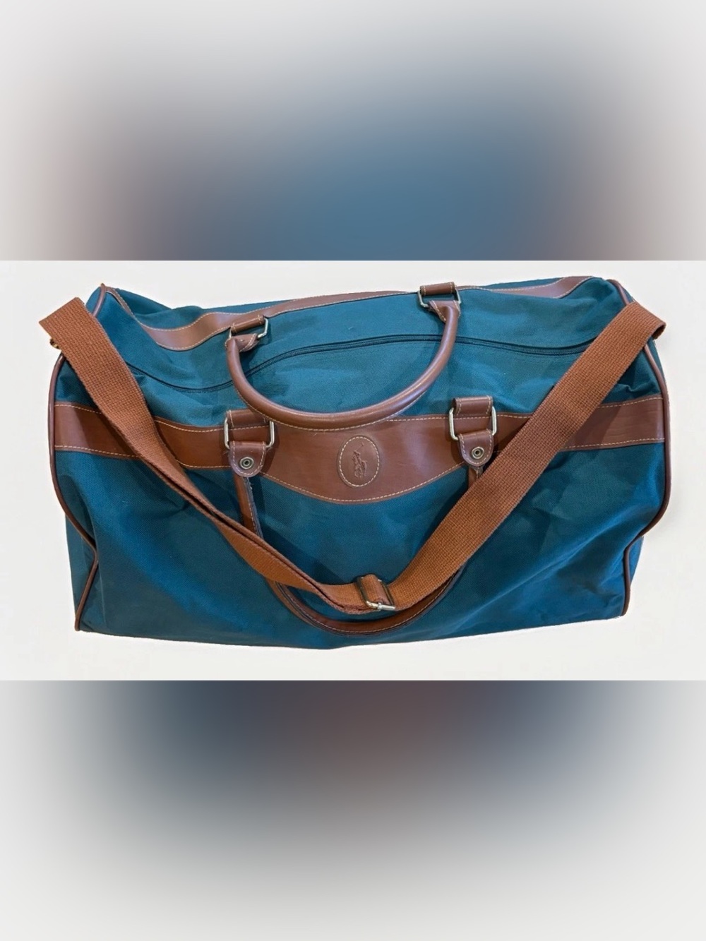 Vintage Polo Ralph Lauren Duffle Bag Overnight Weekend Travel Green Brown